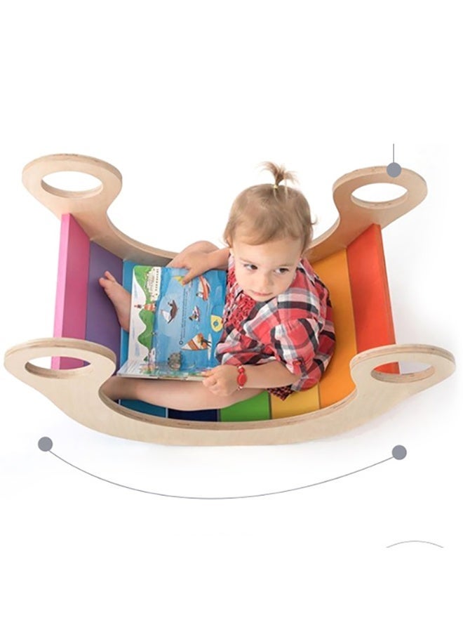 توكي توي قوس تسلق خشبي بألوان قوس قزح من TOOKY TOY – صالة لعب مونتيسوري داخلية، إطار هزّاز مزدوج الجوانب للأطفال الصغار - Image 5